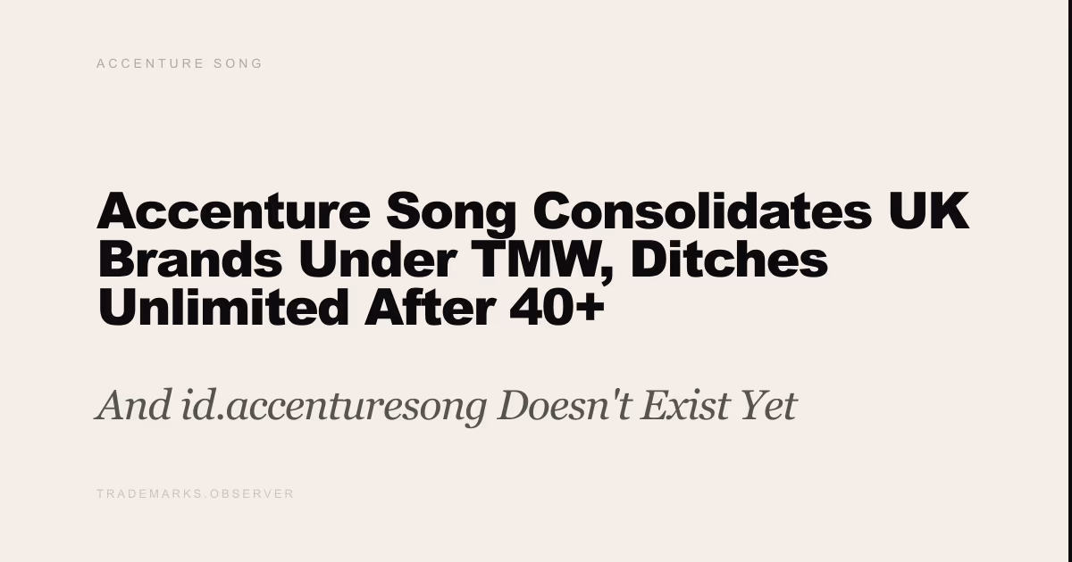 Accenture Song Consolidates UK Brands Under TMW, Ditches Unlimited After 40+ Acquisitions And id.accenturesong Doesn't Exist Yet